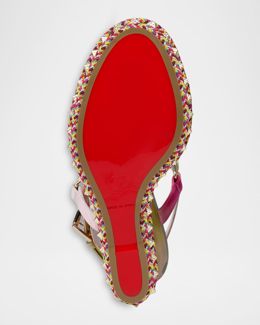 Christian Louboutin 110mm Pyra Clou Satin Spike Wedge Sandals