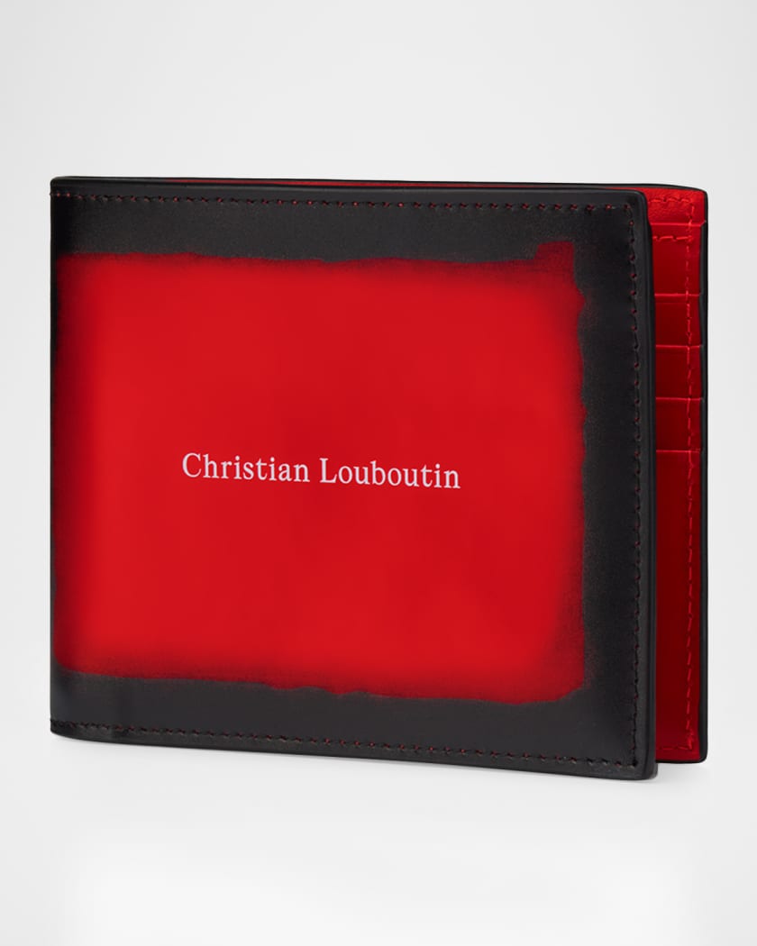Christian Louboutin 黒赤 財布 Christian Louboutin Men's Canopy Bifold Wallet in Brushed Leather