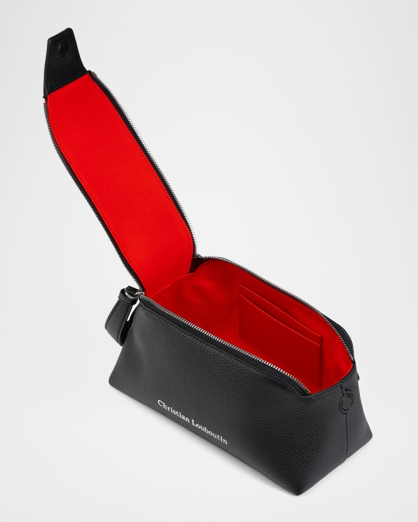 Christian Louboutin Men's Nostalgic Zip Pouch in Grained Leather