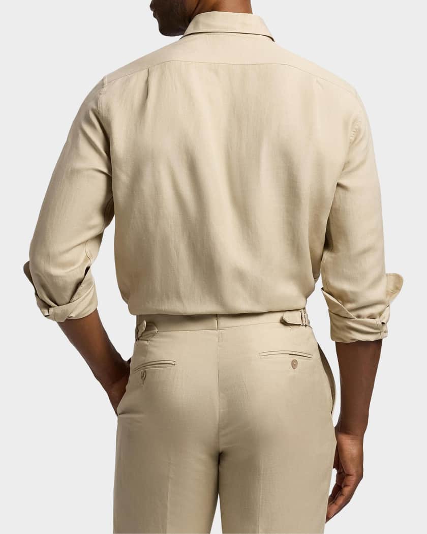 Ralph Lauren Men's Silk Linen Flap-Pocket Button-Down Shirt