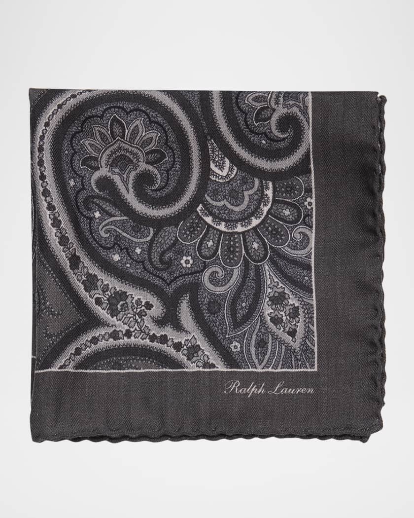 Ralph Lauren Purple Label Men's Silk Herringbone Paisley Logo