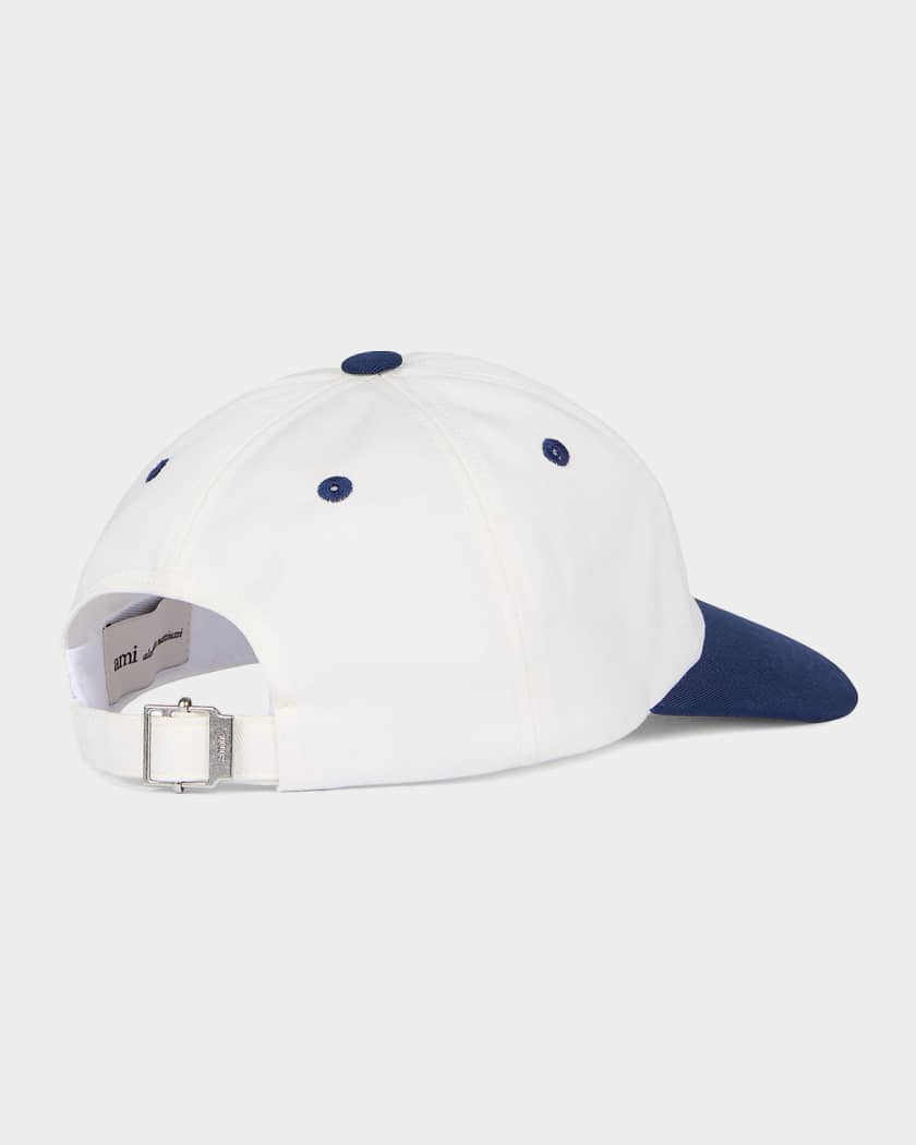 Ami Paris Men's Embroidered Logo Bicolor Canvas Baseball Cap