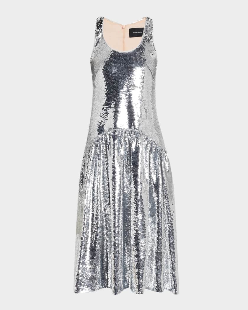 green emerald velvet dress Marissa Drop Waist Sequin Dress Black / S main image 0