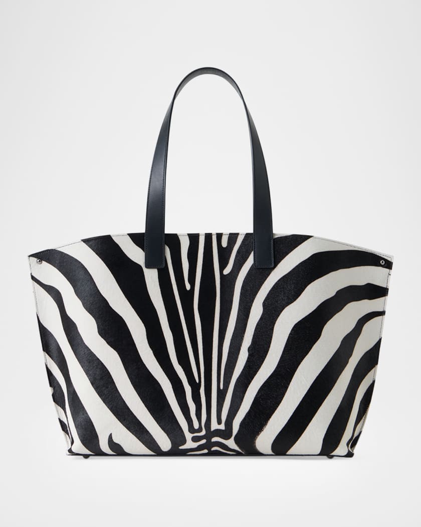 Akris Ai Medium Zebra-Print Top-Handle Tote Bag | Neiman Marcus