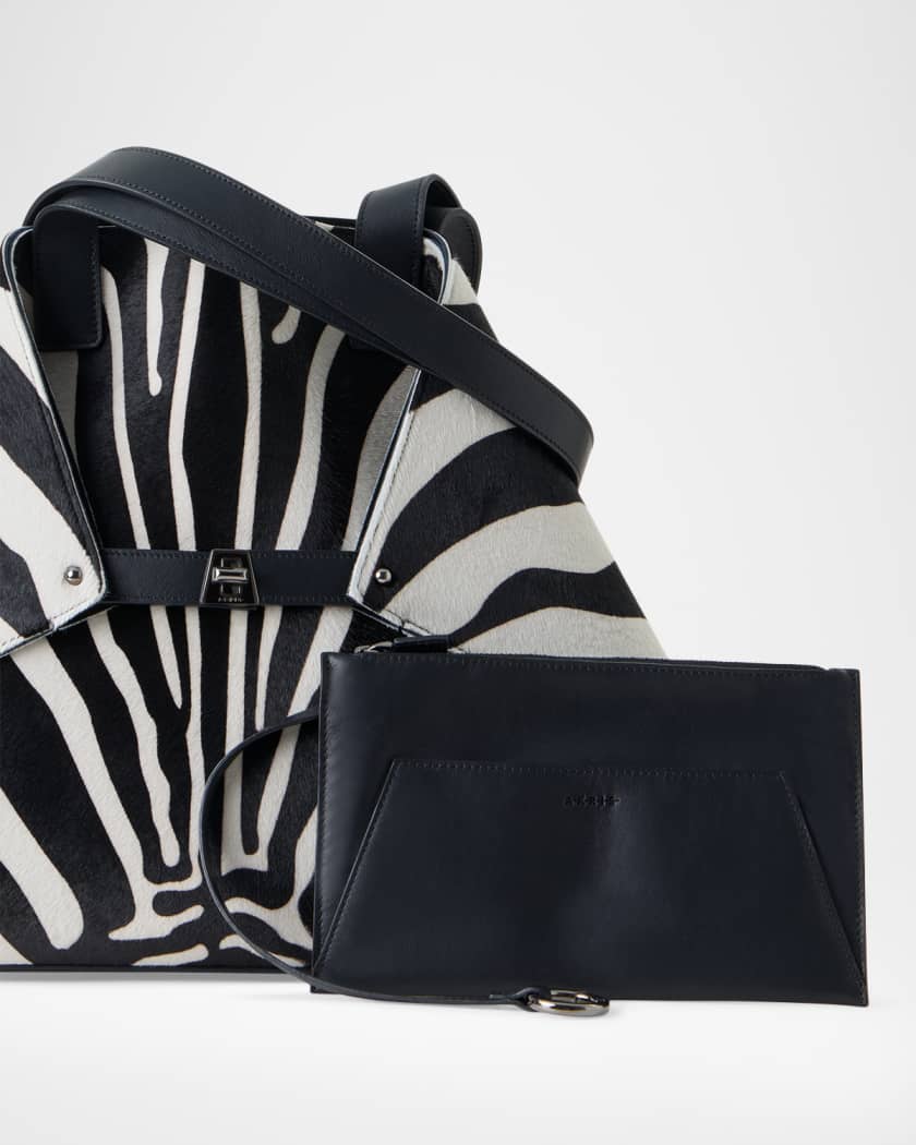 Akris Ai Medium Zebra-Print Top-Handle Tote Bag | Neiman Marcus