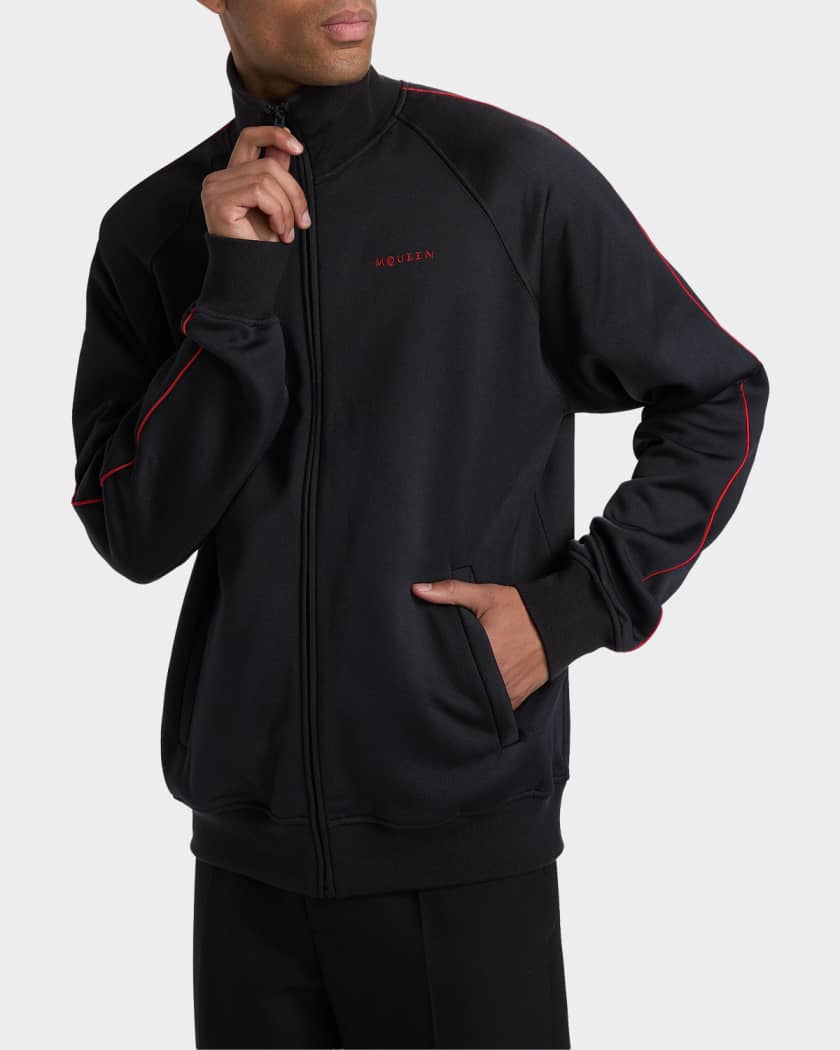 McQueen Men's Logo Cotton-Blend Track Jacket | Neiman Marcus