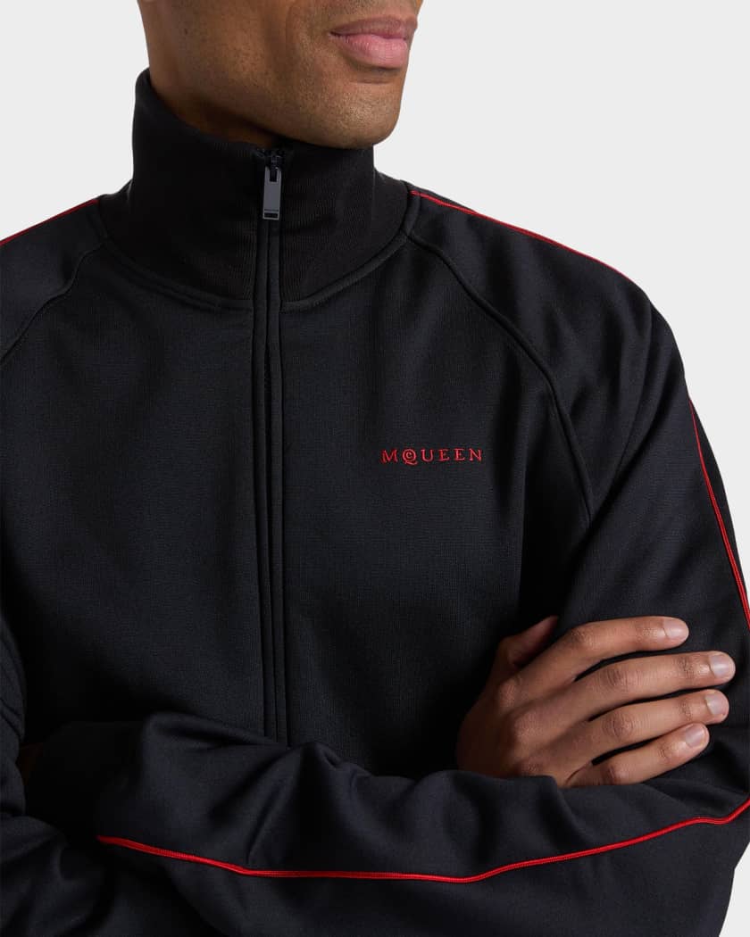 McQueen Men's Logo Cotton-Blend Track Jacket | Neiman Marcus