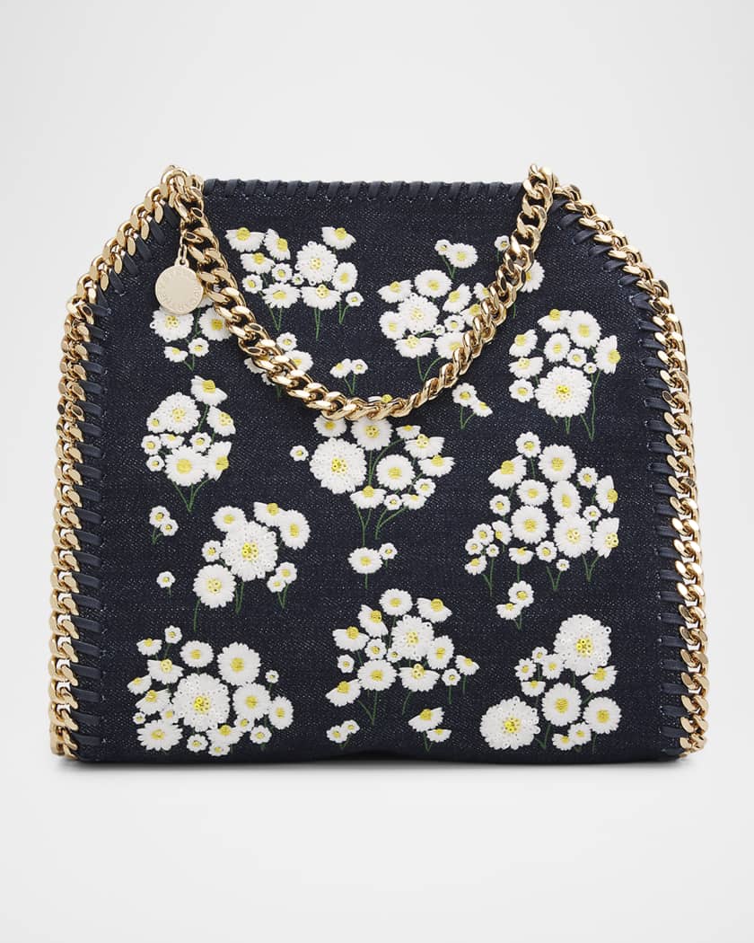 Stella McCartney Falabella Floral-Embroidered Denim Shoulder Bag