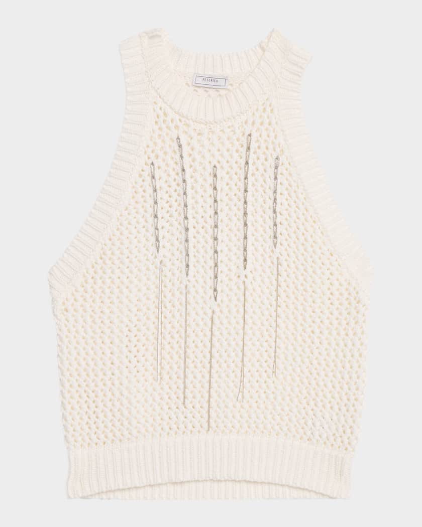 sheller sleeve less ribbon slit knit 【公式通販】