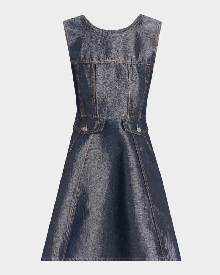 fit and flare denim dress PUELLA Women's Off-Shoulder Fit & Flare Denim Dress with Front Zip – Puella main image 1