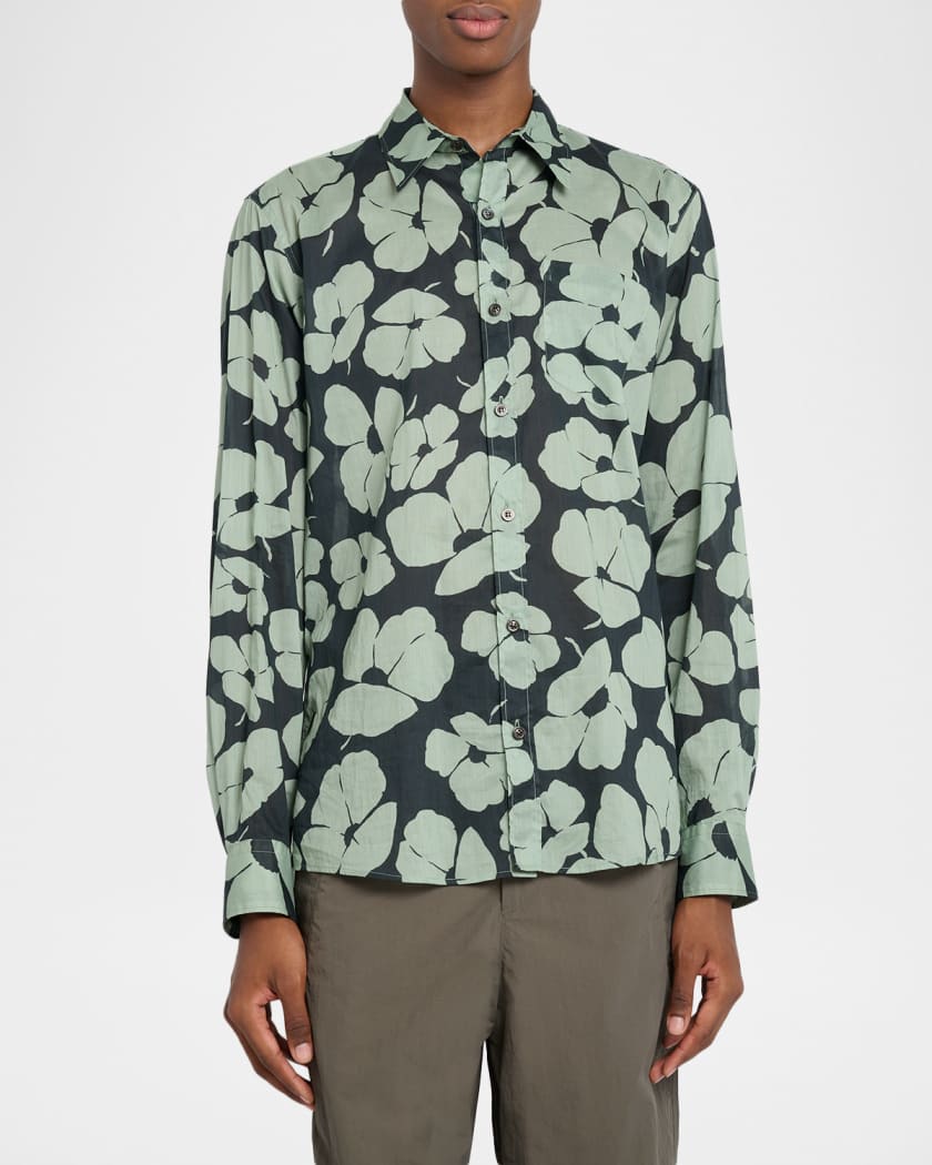 Dries Van Noten Men's Corbino Floral Cotton Button-Down Shirt