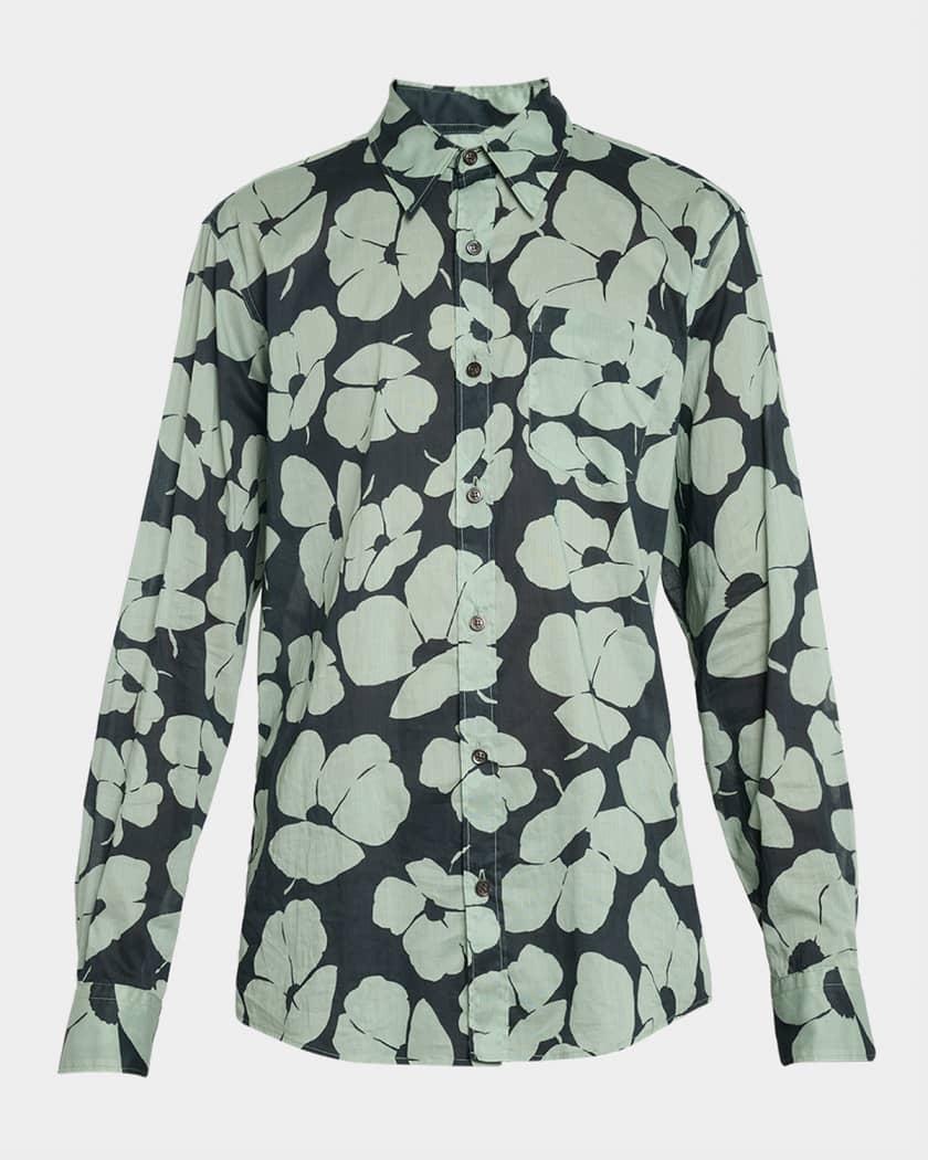 DRIES VAN NOTEN フラワーパターンシャツ Dries Van Noten Men's Corbino Floral Cotton Button-Down Shirt