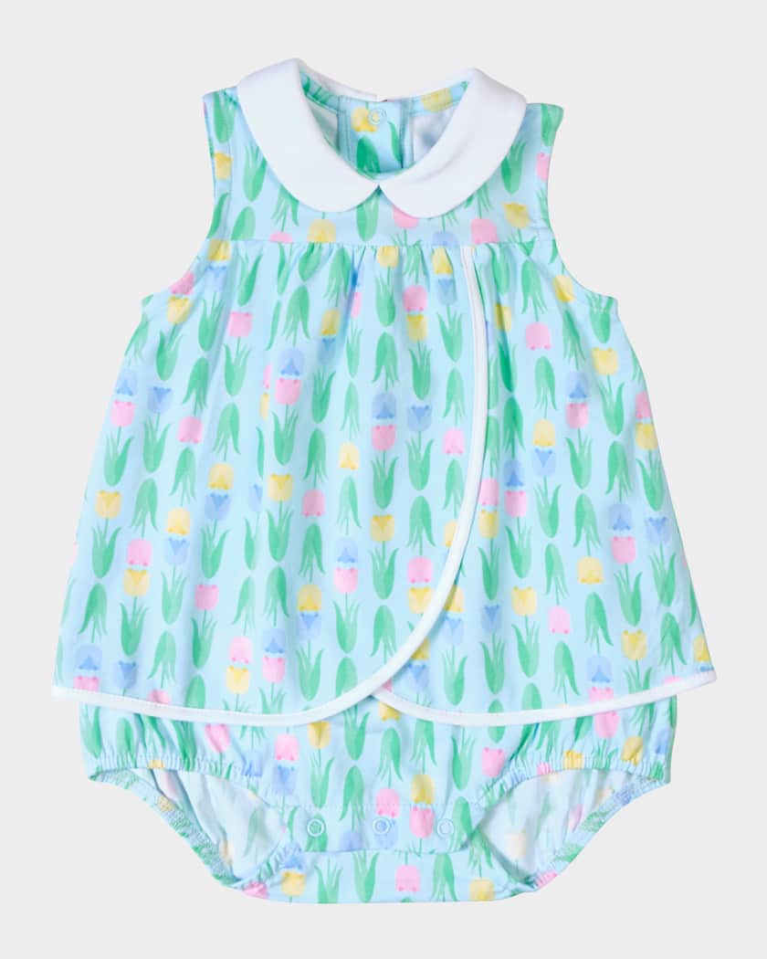 Florence Eiseman Girl's Printed Knit Tulip Romper, Size 3M-24M