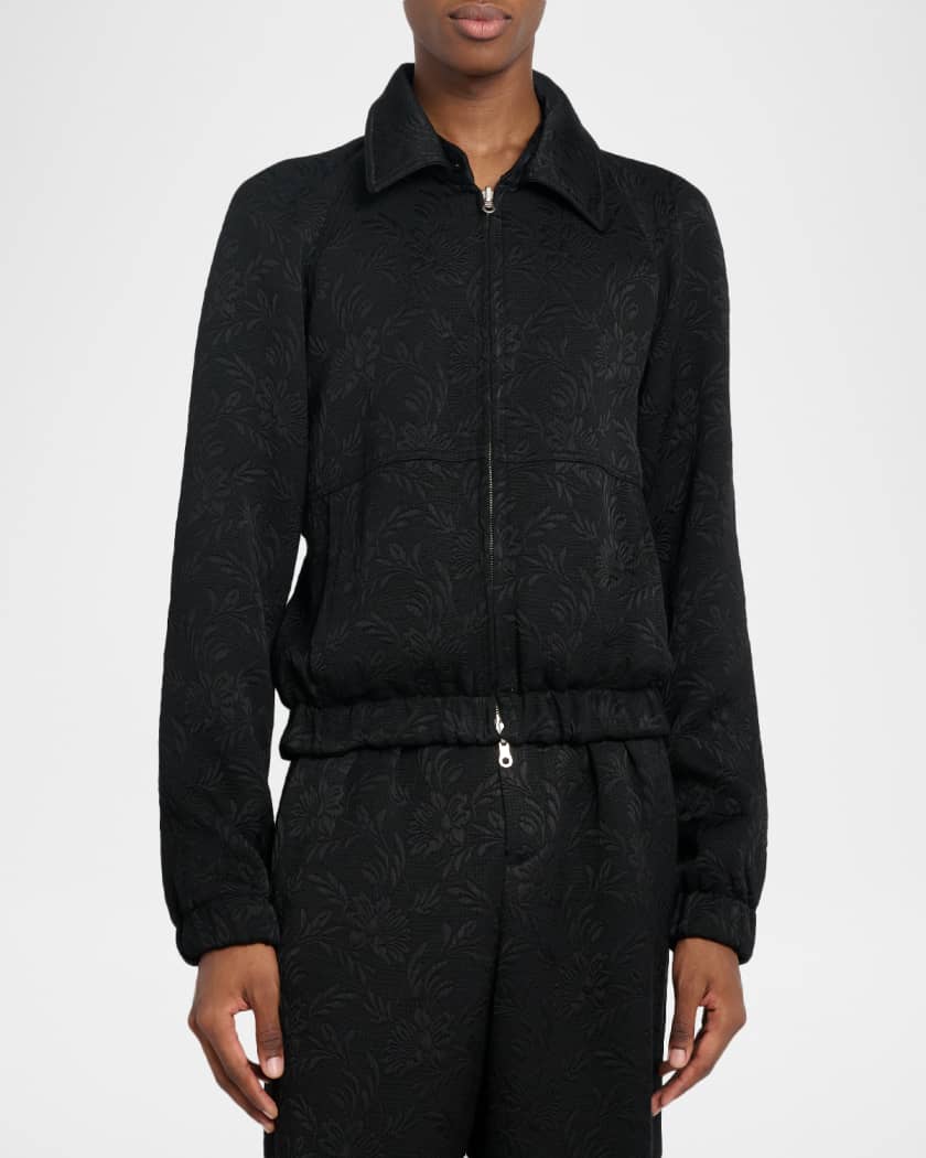 Dries Van Noten Men's Vinnys Floral Jacquard Full-Zip Jacket
