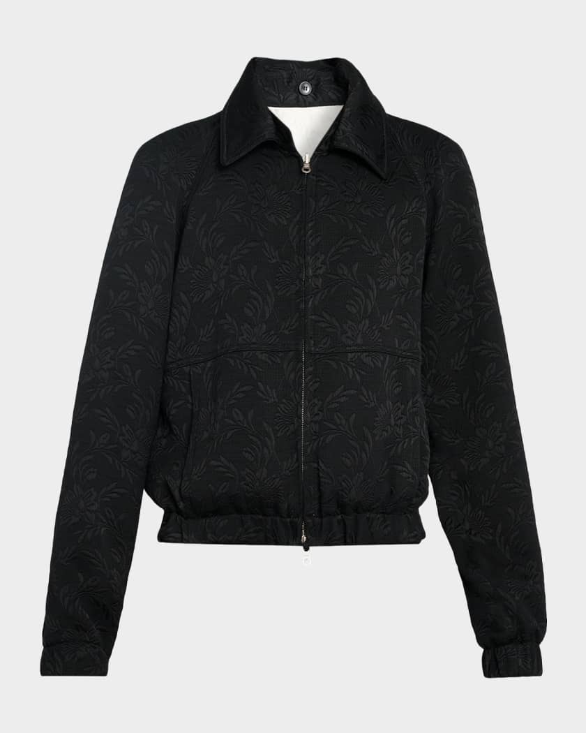 Dries Van Noten Men's Vinnys Floral Jacquard Full-Zip Jacket