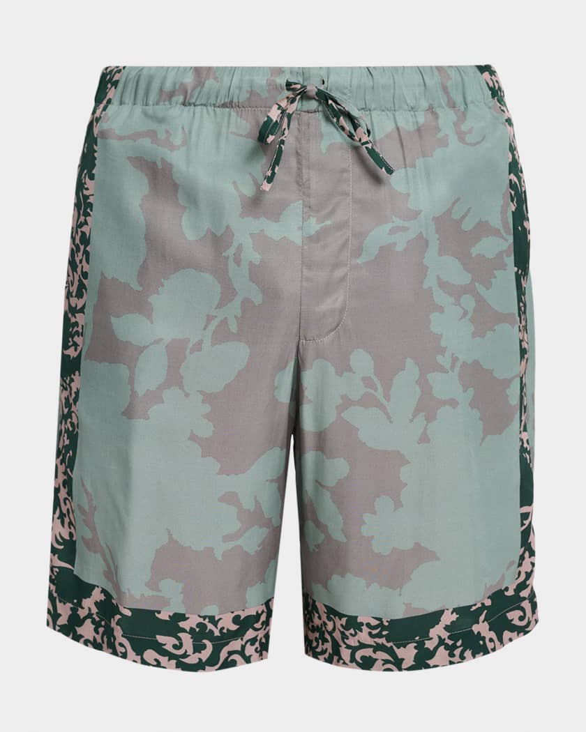 パンツ dries van noten 24ss pepper shorts Dries Van Noten Men's Piperi Floral-Print Viscose Drawstring