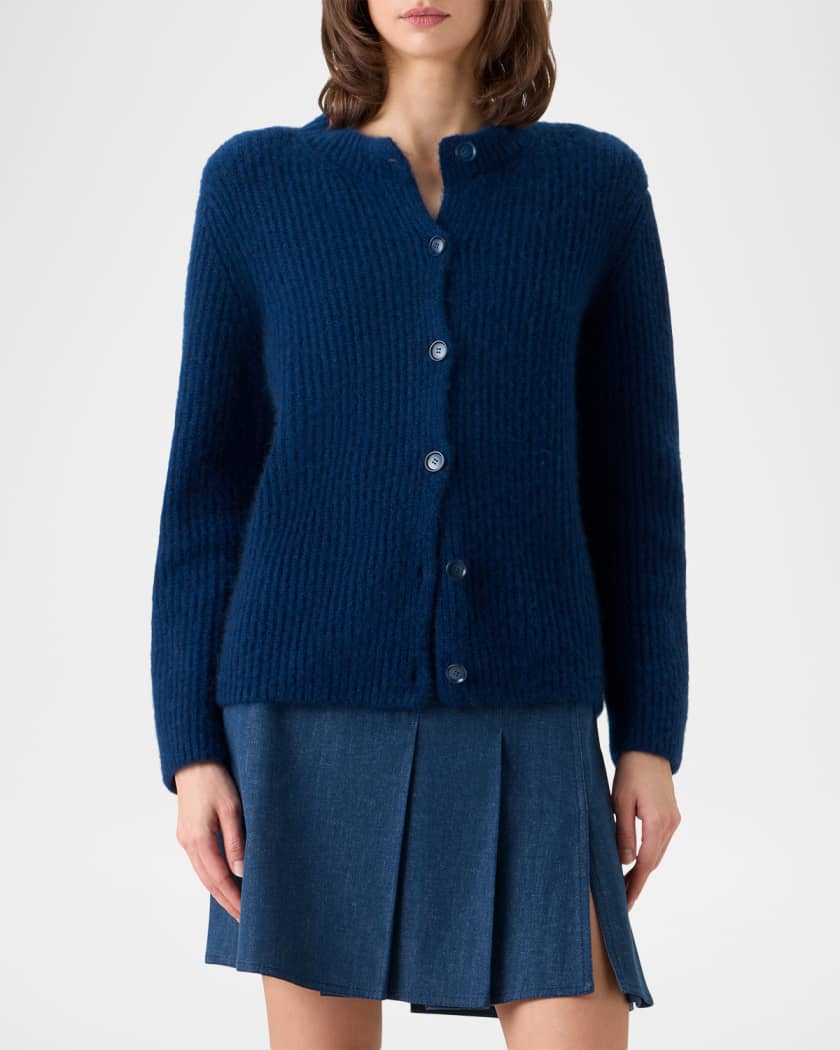 Akris Rib Knit Cashmere-Silk Cardigan | Neiman Marcus