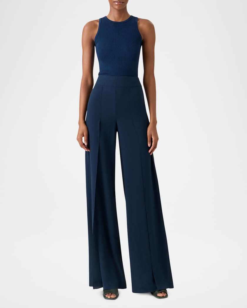 Akris Silk-Cotton Sleeveless Rib-Knit Top | Neiman Marcus