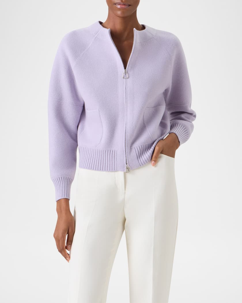 AKRIS アクリス ジップアップニットカーディガン size36 綿100% Akris Cashmere Pique Zipped Cardigan | Neiman Marcus