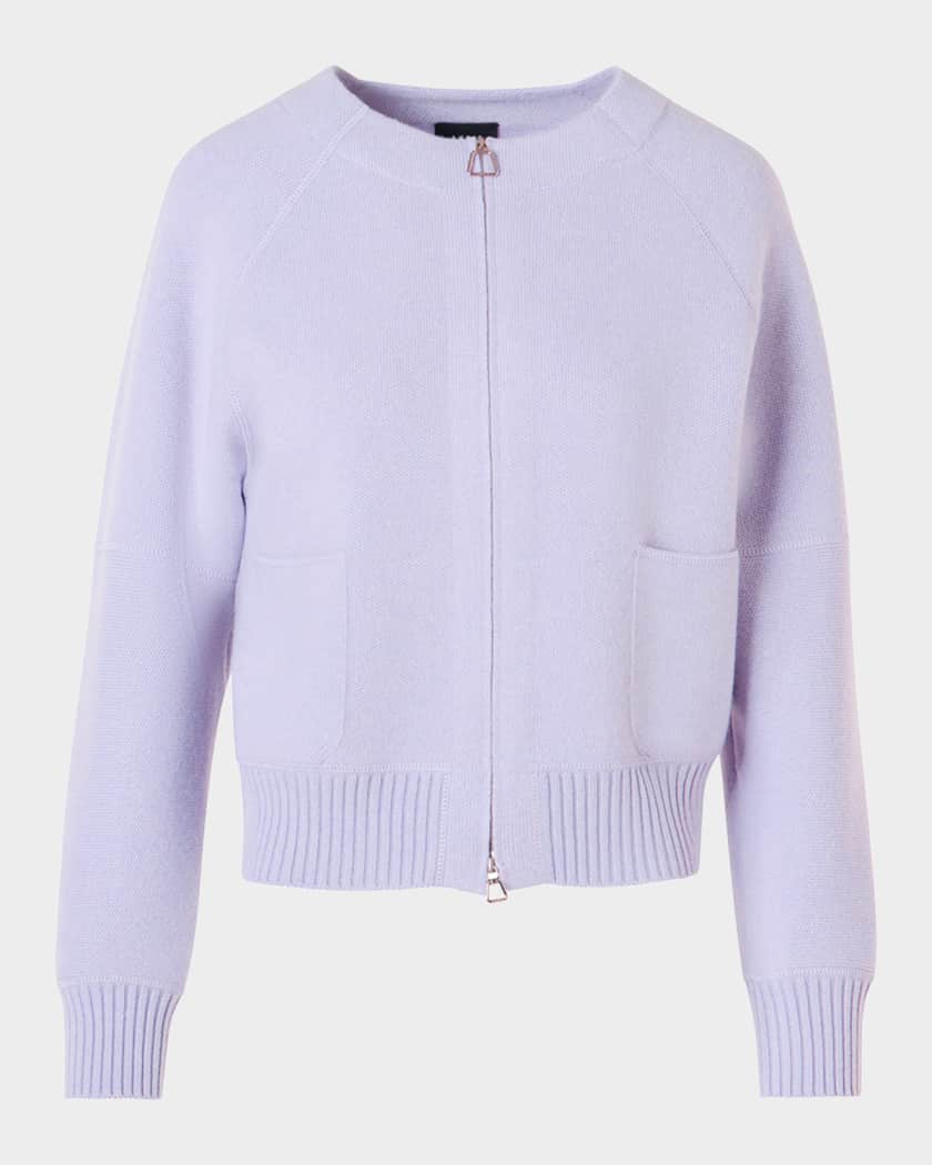 Akris Cashmere Pique Zipped Cardigan | Neiman Marcus