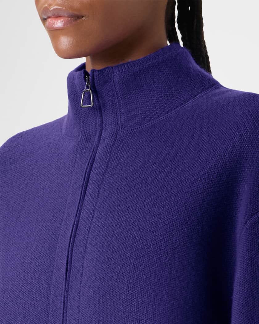 Akris Cashmere Pique Zipped Short Cardigan | Neiman Marcus
