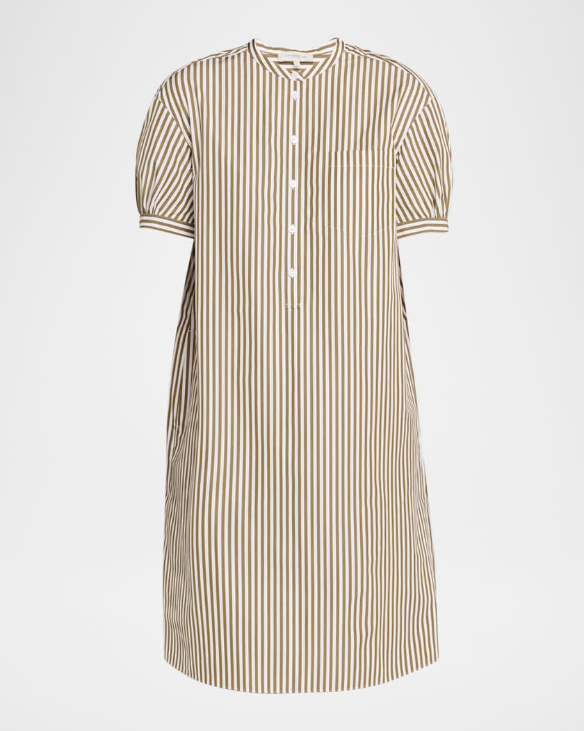 Lafayette 148 New York Striped Puff-Sleeve Shift Dress | Neiman Marcus