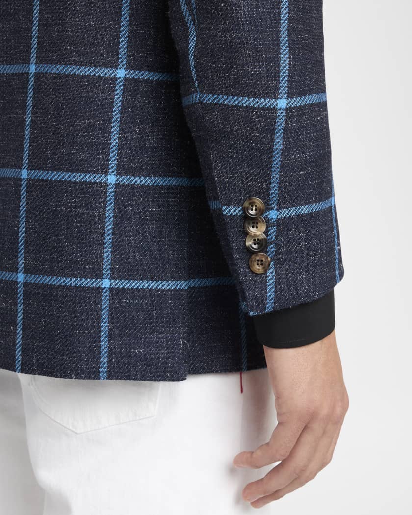 Kiton Men's Windowpane Check Cashmere-Blend Blazer | Neiman Marcus