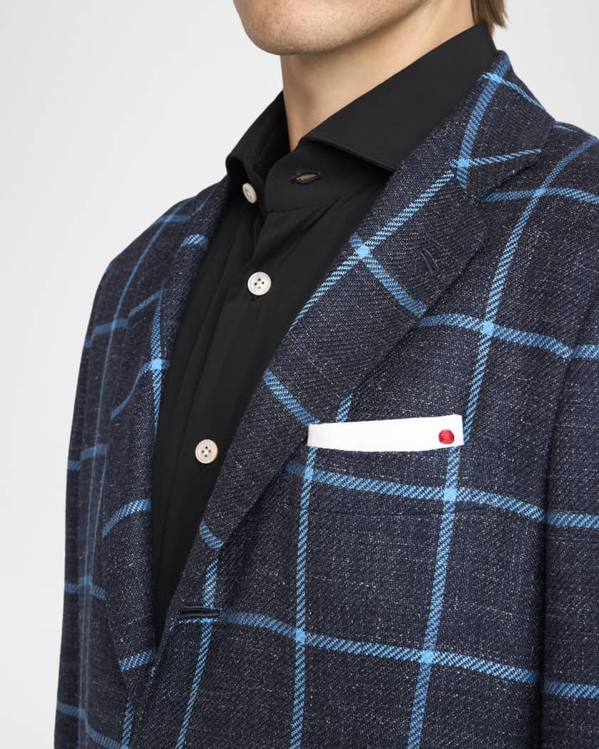 Kiton Men's Windowpane Check Cashmere-Blend Blazer | Neiman Marcus