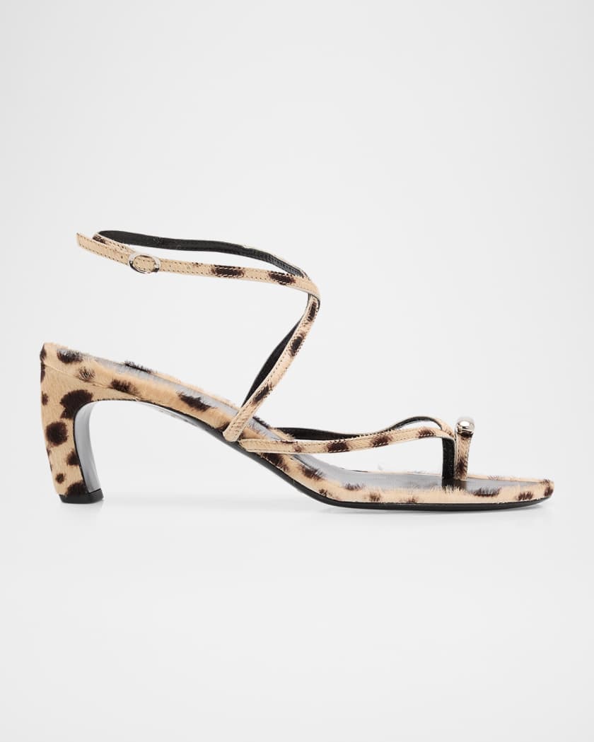 Tory Burch 65mm Pierced Strappy Calf Hair Sandals | Neiman Marcus