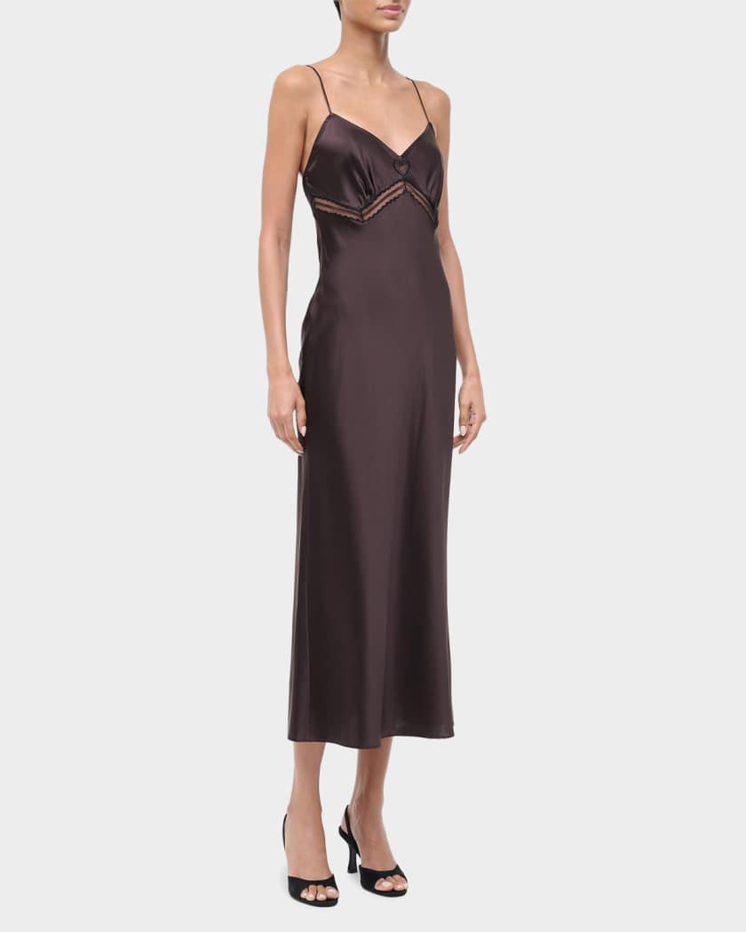 STAUD, Terra Silk Dress in Earth, Size Small