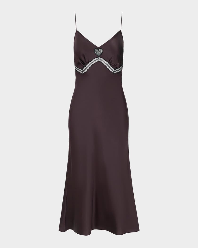 STAUD, Terra Silk Dress in Earth, Size Small