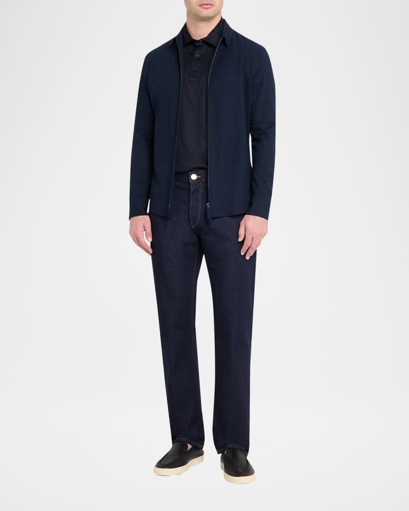 Giorgio Armani Men's Cotton Seersucker Full-Zip Shirt Jacket