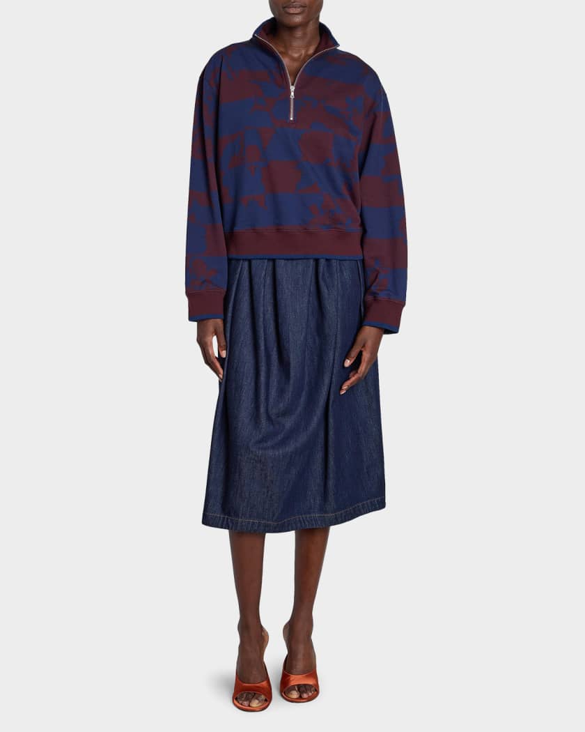 Dries Van Noten Hulvina Abstract Cotton Quarter-Zip Sweatshirt