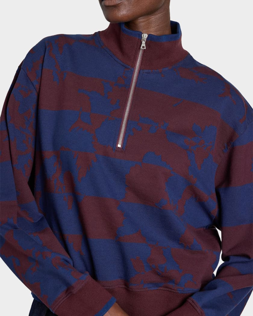 Dries Van Noten Hulvina Abstract Cotton Quarter-Zip Sweatshirt