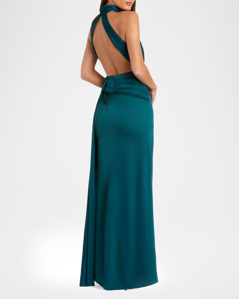 open lace back dress Pleated Long Cape Sleeve Dress A Line Formal Mac Duggal 49872  The Dress  Outlet