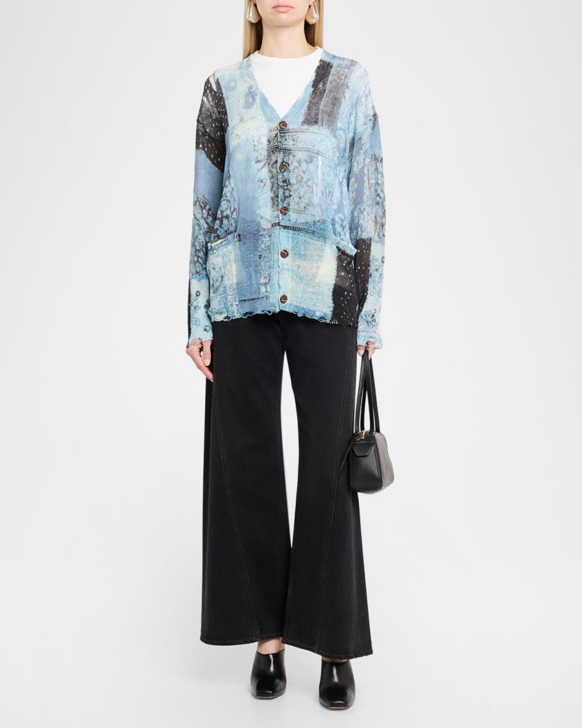 R13 Printed Boyfriend Cardigan | Neiman Marcus