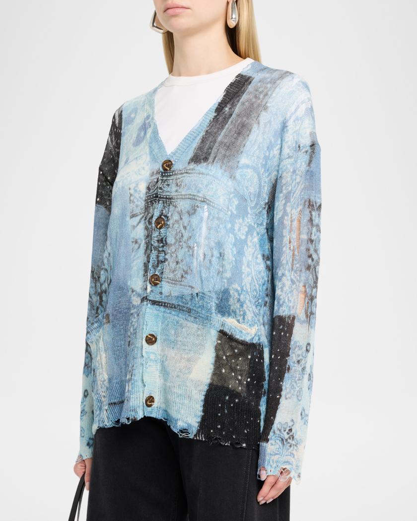 R13 Printed Boyfriend Cardigan | Neiman Marcus