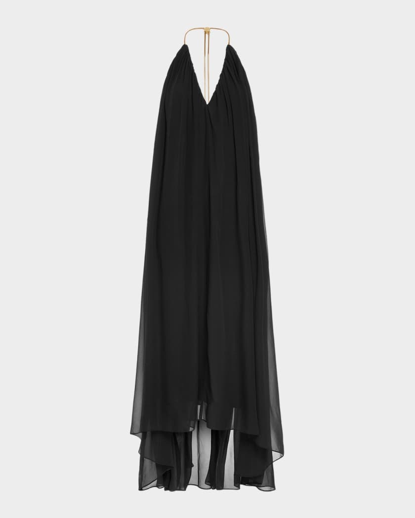 Ramy Brook Rainn Backless Silk Chiffon Trapeze Gown | Neiman Marcus