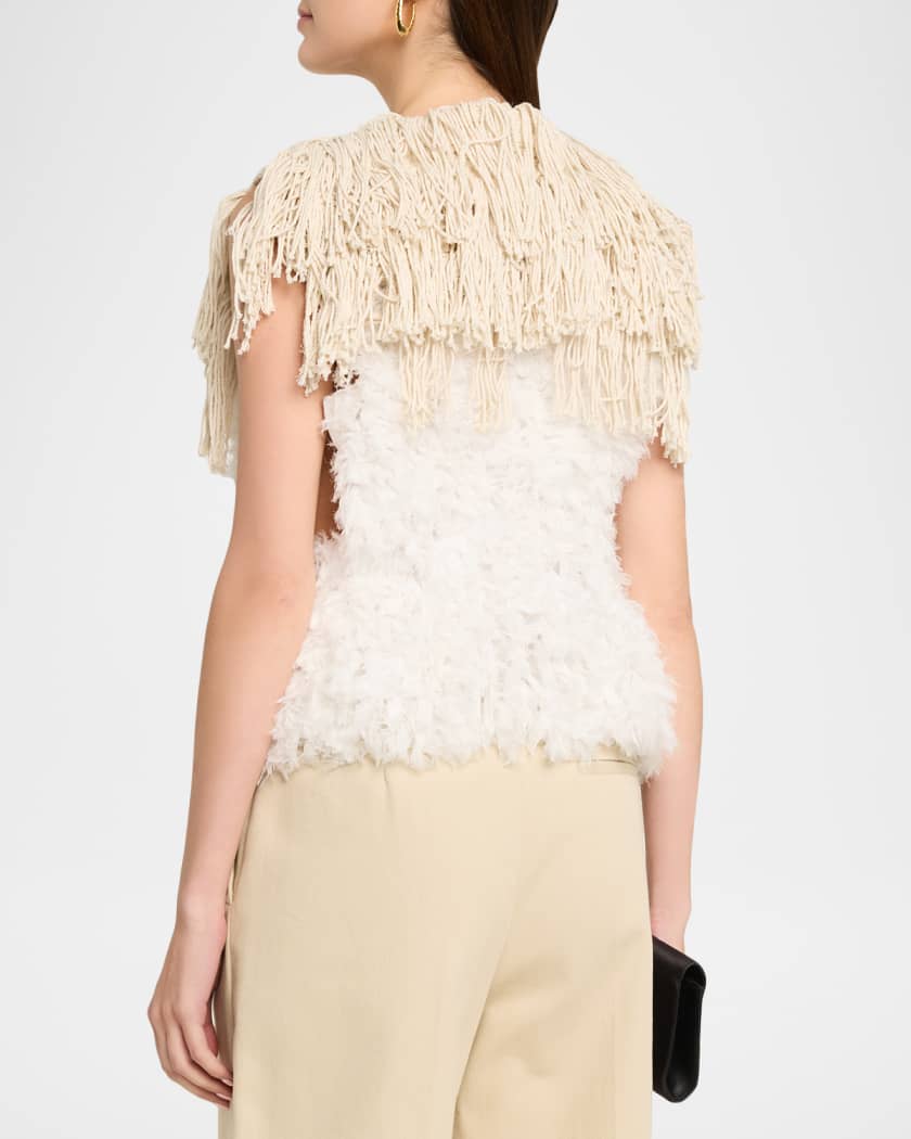 Diotima Bambola Fringe Tulle Sleeveless Top | Neiman Marcus