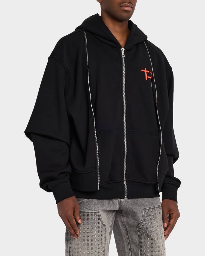 RTA Men's Ren Planetary Layered Zip Hoodie | Neiman Marcus
