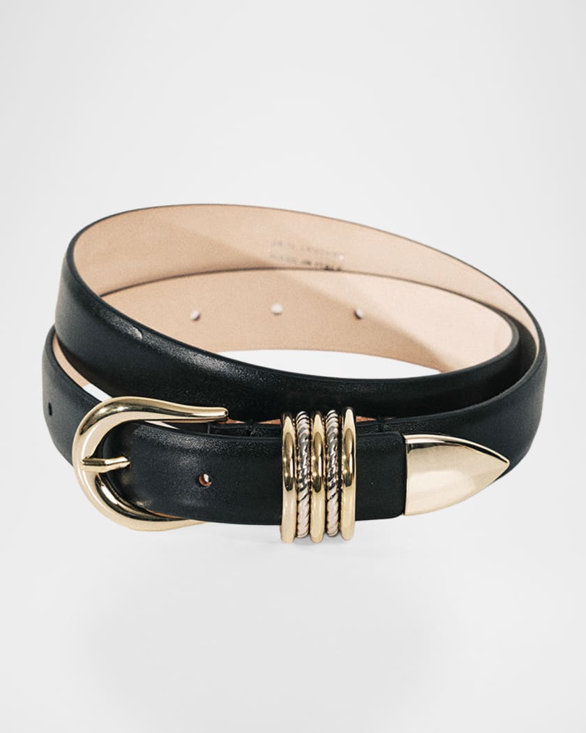 Dehanche Hollyhock Mixed Metal Leather Belt | Neiman Marcus