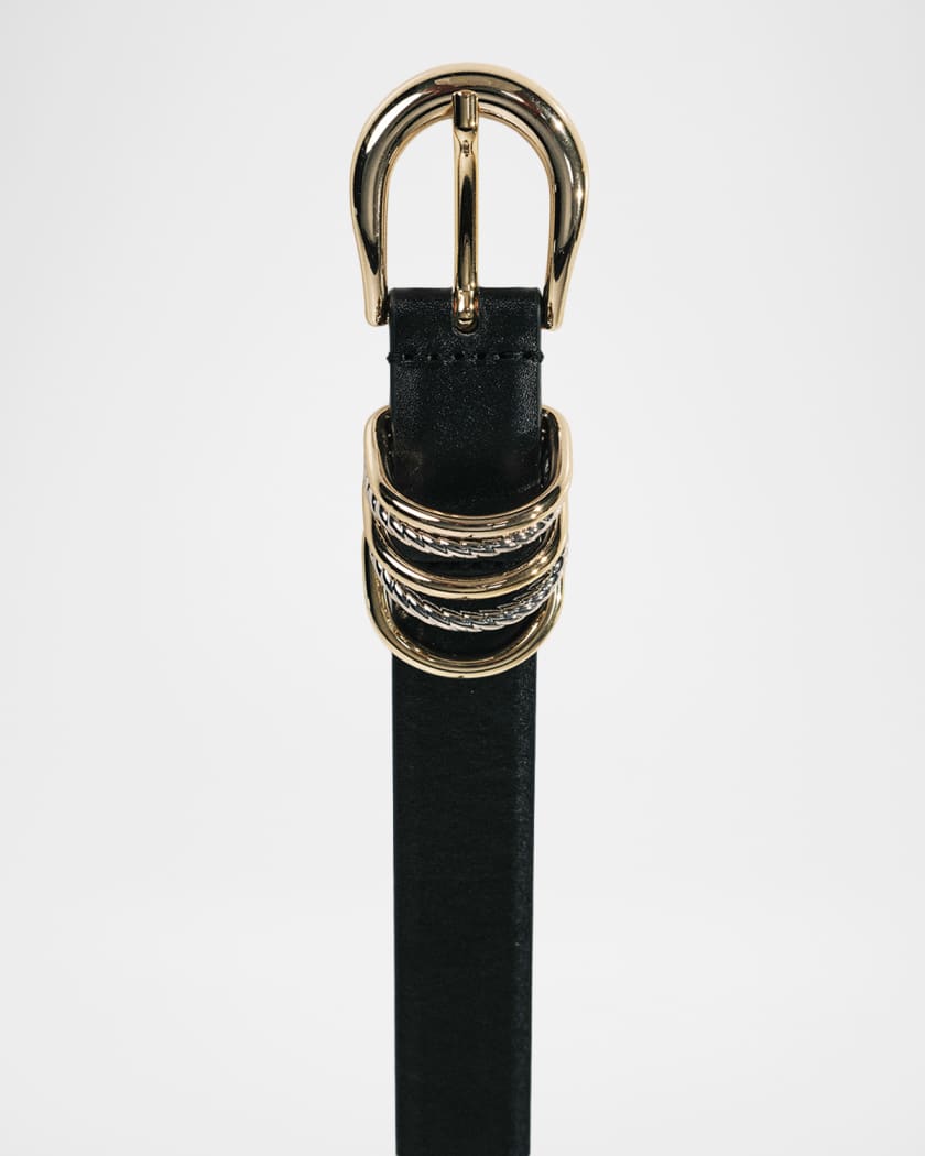 Dehanche Hollyhock Mixed Metal Leather Belt | Neiman Marcus