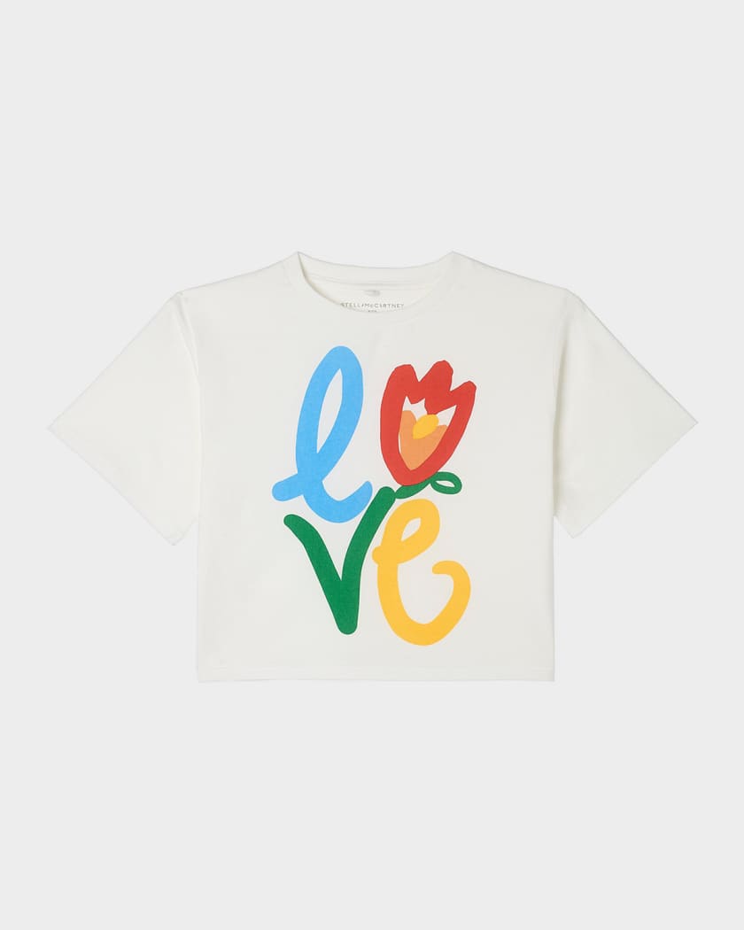 Stella McCartney Kids Girl's Love-Print Short-Sleeve Cotton T
