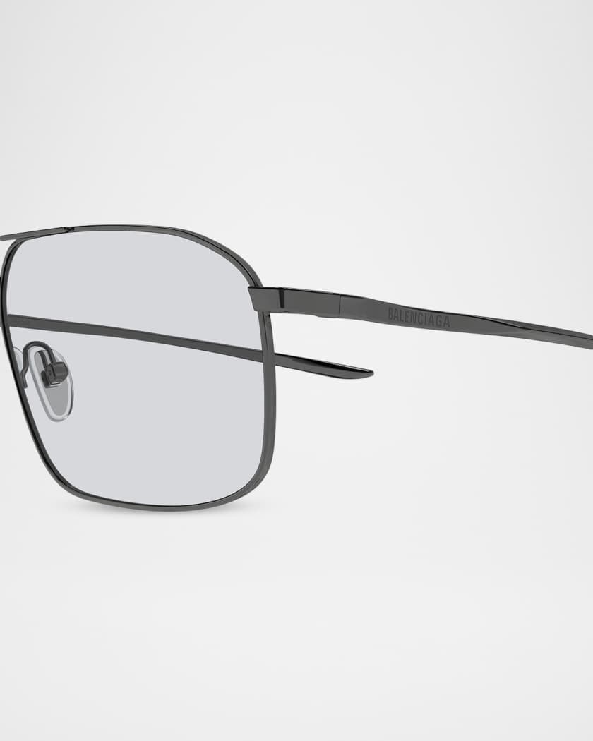 Balenciaga Men's Double-Bridge Metal Rectangle Sunglasses | Neiman