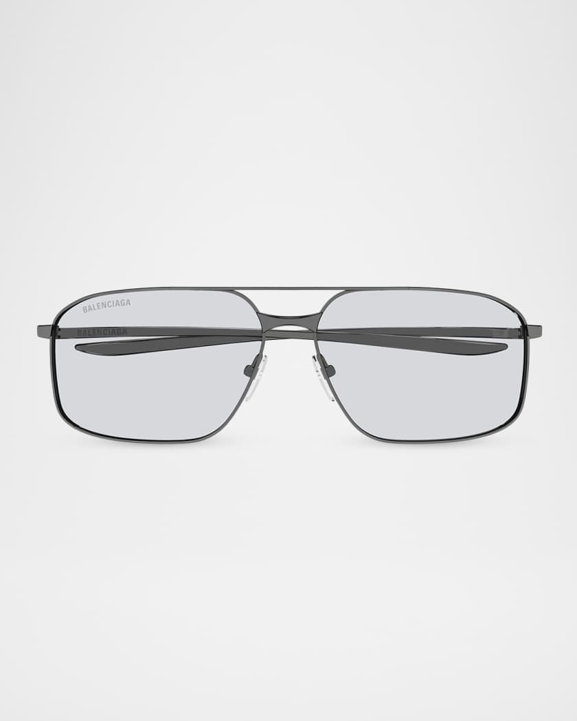 Balenciaga Men's Double-Bridge Metal Rectangle Sunglasses | Neiman