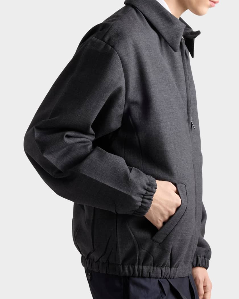 Prada Men's Wool Zip Blouson Jacket | Neiman Marcus