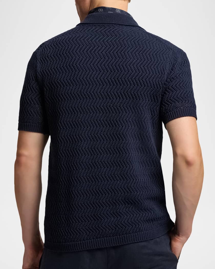 Ralph Lauren Purple Label ニットシャツ M Ralph Lauren Purple Label Men's Cotton Textured Knit Short-Sleeve