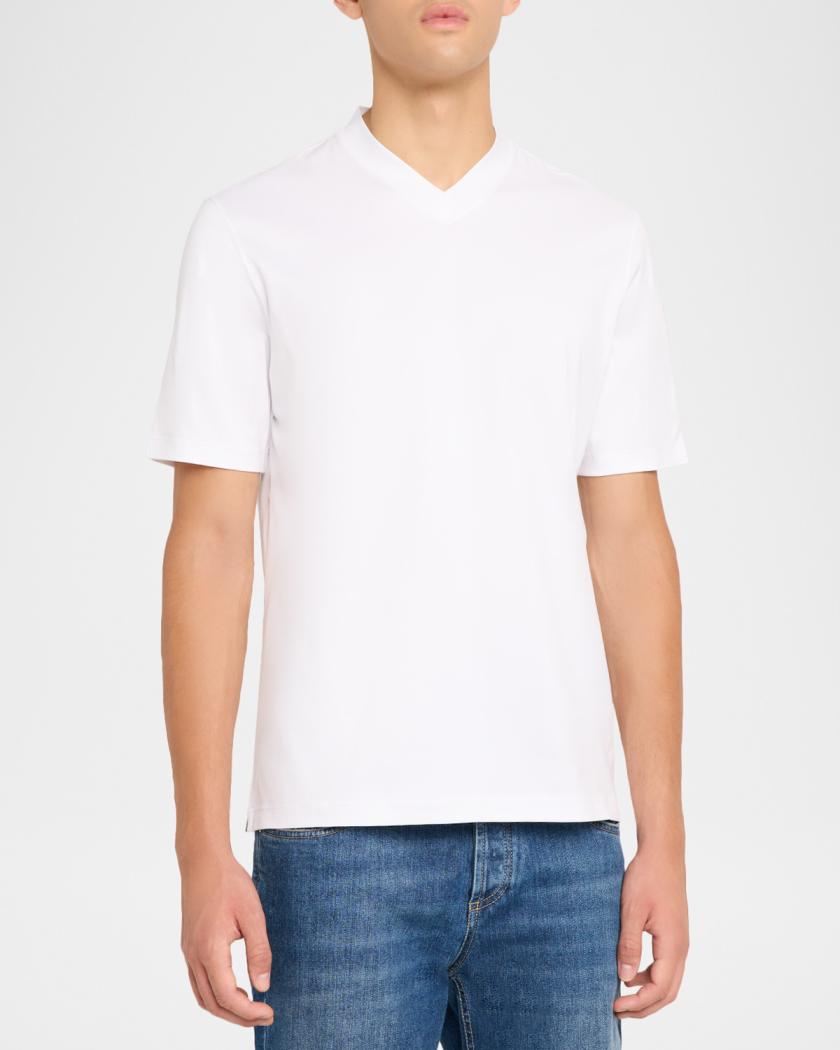 Brunello Cucinelli Men's Cotton V-Neck T-Shirt | Neiman Marcus