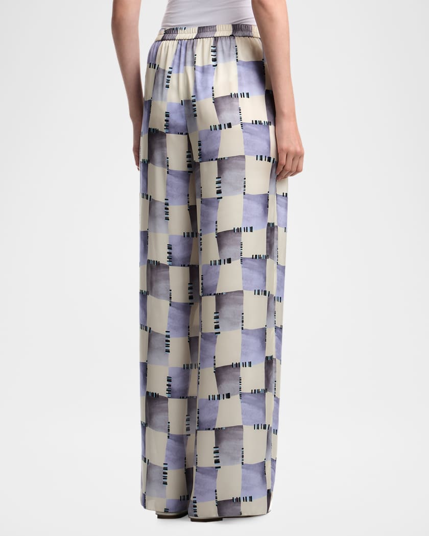 Emporio Armani Wide-Leg Geometric Satin Pants | Neiman Marcus