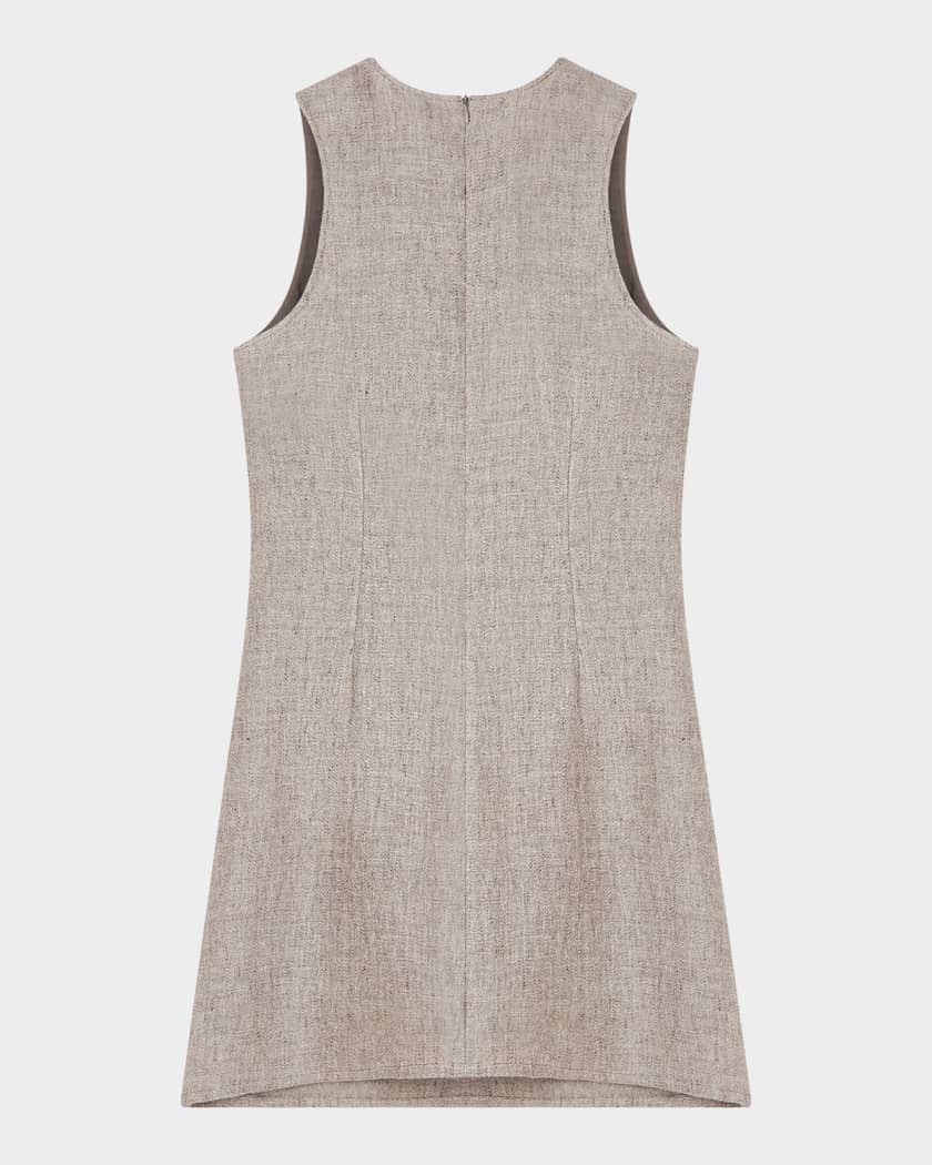 Emporio Armani Twist-Front Linen Canvas Mini Dress | Neiman Marcus
